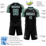 Curved Midnight Lines Soccer Black Green-White Sublimation Jersey Wavy And Uniform Custom Curved Midnight Lines Soccer Black Green-White Sublimation Jersey Wavy And Uniform Custom