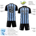 Sublimation Custom Blue-White Line Uniform Soccer Jersey Black Light Sublimation Custom Blue-White Line Uniform Soccer Jersey Black Light
