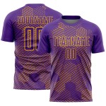 Custom Hexagon Uniform Soccer Abstract Gold Sublimation Jersey Purple Custom Hexagon Uniform Soccer Abstract Gold Sublimation Jersey Purple