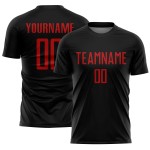 Red Soccer Jersey Black Custom Sublimation Uniform Red Soccer Jersey Black Custom Sublimation Uniform