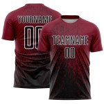 Sublimation Custom Soccer Art Fragment Uniform Black-White Jersey Crimson Abstract Sublimation Custom Soccer Art Fragment Uniform Black-White Jersey Crimson Abstract
