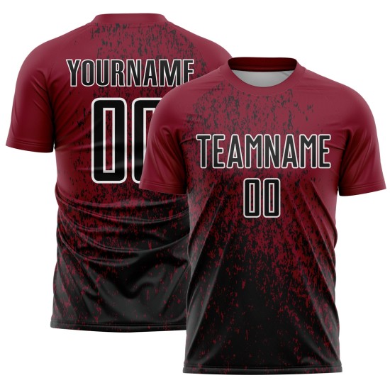 Sublimation Custom Soccer Art Fragment Uniform Black-White Jersey Crimson Abstract Sublimation Custom Soccer Art Fragment Uniform Black-White Jersey Crimson Abstract