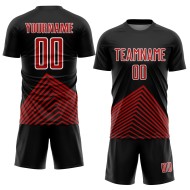Jersey Custom Sublimation Red-White Soccer Black Lines Uniform Jersey Custom Sublimation Red-White Soccer Black Lines Uniform
