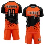 Sublimation Jersey Soccer Uniform Custom Orange Splash Black-White Sublimation Jersey Soccer Uniform Custom Orange Splash Black-White