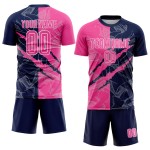 Uniform Graffiti Pattern Jersey Pink-Navy Custom Sublimation Soccer Scratch Uniform Graffiti Pattern Jersey Pink-Navy Custom Sublimation Soccer Scratch