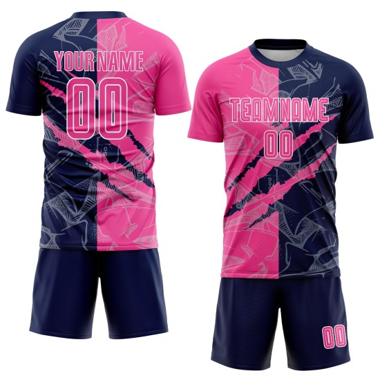 Uniform Graffiti Pattern Jersey Pink-Navy Custom Sublimation Soccer Scratch Uniform Graffiti Pattern Jersey Pink-Navy Custom Sublimation Soccer Scratch