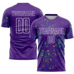 Purple Soccer Neon Green-Teal Uniform Jersey Abstract Fragment Sublimation Art Custom