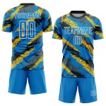 Sublimation Powder Blue Soccer Uniform Yellow-White Custom Jersey Sublimation Powder Blue Soccer Uniform Yellow-White Custom Jersey