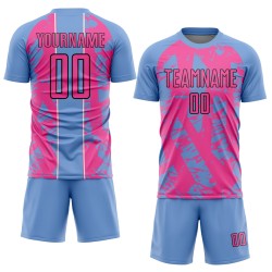 Soccer Pink-White Sublimation Blue Custom Uniform Shapes Jersey Irregular Light Soccer Pink-White Sublimation Blue Custom Uniform Shapes Jersey Irregular Light