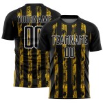 Sublimation Custom Jersey Black Yellow-White Soccer Uniform Line Sublimation Custom Jersey Black Yellow-White Soccer Uniform Line