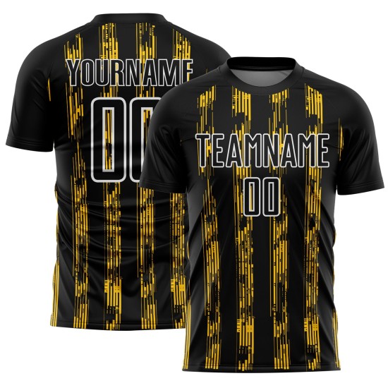 Sublimation Custom Jersey Black Yellow-White Soccer Uniform Line Sublimation Custom Jersey Black Yellow-White Soccer Uniform Line