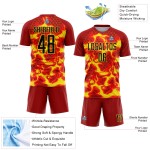 Custom Soccer Flame Jersey Black-Light Yellow Red Sublimation Uniform Custom Soccer Flame Jersey Black-Light Yellow Red Sublimation Uniform