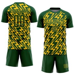 Sublimation Uniform Soccer Green Custom Lightning Yellow Jersey