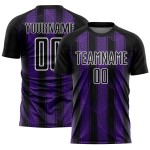 Soccer Black Jersey Uniform Purple-White Custom Abstract Network Sublimation Soccer Black Jersey Uniform Purple-White Custom Abstract Network Sublimation
