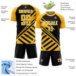 Jersey Black Lines Soccer Sublimation Gold-White Custom Uniform Jersey Black Lines Soccer Sublimation Gold-White Custom Uniform