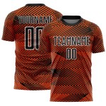 Line Sublimation Soccer Orange Uniform Jersey Black-White Custom Line Sublimation Soccer Orange Uniform Jersey Black-White Custom