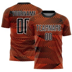 Line Sublimation Soccer Orange Uniform Jersey Black-White Custom
