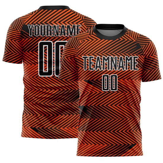 Line Sublimation Soccer Orange Uniform Jersey Black-White Custom Line Sublimation Soccer Orange Uniform Jersey Black-White Custom