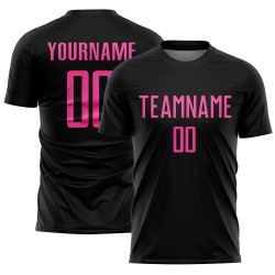 Sublimation Custom Soccer Black Jersey Uniform Pink