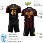 Jersey Abstract Soccer Shape Black Uniform Custom Gold-Red Sublimation Jersey Abstract Soccer Shape Black Uniform Custom Gold-Red Sublimation