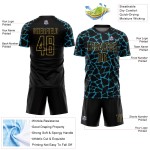 Jersey Blue-Old Gold Abstract Custom Soccer Black Network Uniform Splash Sublimation Panther Jersey Blue-Old Gold Abstract Custom Soccer Black Network Uniform Splash Sublimation Panther