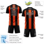 Custom Uniform Jersey Sublimation Soccer Orange-White Line Black Custom Uniform Jersey Sublimation Soccer Orange-White Line Black