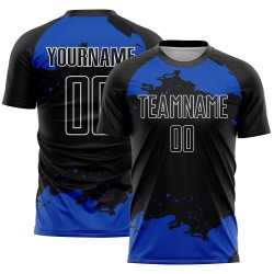 Blue-White Uniform Art Black Abstract Soccer Fragment Jersey Thunder Custom Sublimation