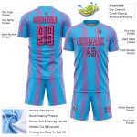 Pinstripe Pink-Black Custom Sky Sublimation Blue Jersey Soccer Uniform Pinstripe Pink-Black Custom Sky Sublimation Blue Jersey Soccer Uniform
