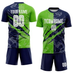 Sublimation Custom Scratch Soccer Uniform Aurora Jersey Pattern Graffiti Green-Navy