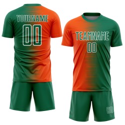 Uniform Custom Gradient Jersey Line Soccer Sublimation Green Kelly Orange-White