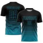 Sublimation Custom Soccer Fashion Uniform Teal Fade Pinstripe Jersey Black Sublimation Custom Soccer Fashion Uniform Teal Fade Pinstripe Jersey Black