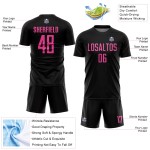Sublimation Custom Soccer Black Jersey Uniform Pink Sublimation Custom Soccer Black Jersey Uniform Pink