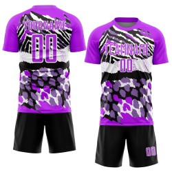 Custom Purple Uniform Sublimation Print Black-White Jersey Animal Soccer Custom Purple Uniform Sublimation Print Black-White Jersey Animal Soccer