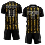 Sublimation Custom Jersey Black Yellow-White Soccer Uniform Line Sublimation Custom Jersey Black Yellow-White Soccer Uniform Line