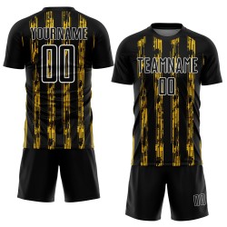 Sublimation Custom Jersey Black Yellow-White Soccer Uniform Line