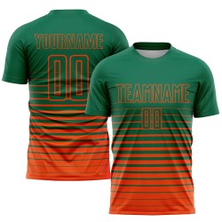 Jersey Uniform Soccer Green Fade Sublimation Kelly Custom Orange Pinstripe Fashion