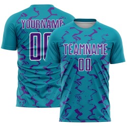 Jersey Purple-White Lines Sublimation Uniform Teal Custom Abstract Soccer