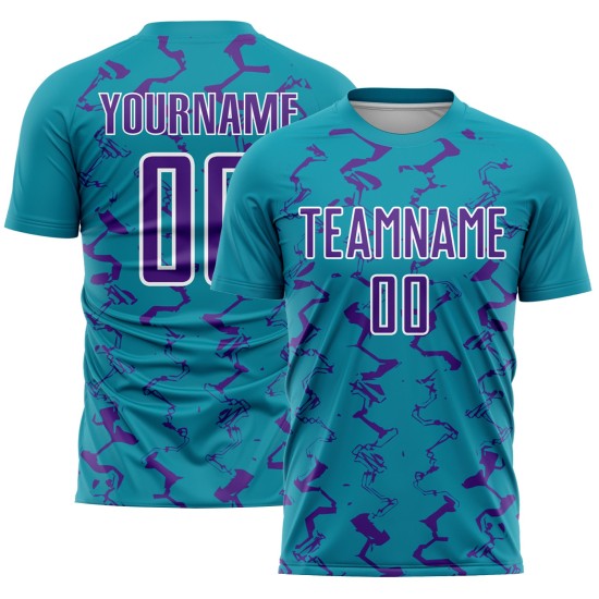 Jersey Purple-White Lines Sublimation Uniform Teal Custom Abstract Soccer Jersey Purple-White Lines Sublimation Uniform Teal Custom Abstract Soccer