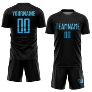 Jersey Custom Sublimation Blue Soccer Black Uniform Sky