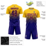 Custom Sublimation Soccer Gold Uniform Jersey Purple-Orange Dark Custom Sublimation Soccer Gold Uniform Jersey Purple-Orange Dark