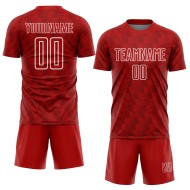 Jersey Uniform Red Soccer White Sublimation Line Custom Jersey Uniform Red Soccer White Sublimation Line Custom