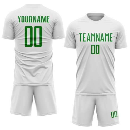 Soccer Jersey White Sublimation Custom Uniform Grass Green Soccer Jersey White Sublimation Custom Uniform Grass Green
