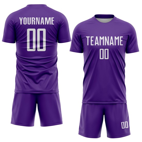 Soccer Sublimation Purple Custom Uniform Jersey White Soccer Sublimation Purple Custom Uniform Jersey White