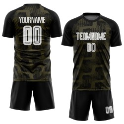 Soccer Jersey Custom Line White-Olive Uniform Black Sublimation