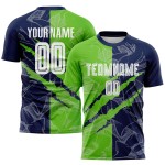 Sublimation Custom Scratch Soccer Uniform Aurora Jersey Pattern Graffiti Green-Navy Sublimation Custom Scratch Soccer Uniform Aurora Jersey Pattern Graffiti Green-Navy
