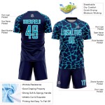 Abstract Uniform Network Lakes Custom Sublimation Navy Splash Jersey Soccer Blue-White Abstract Uniform Network Lakes Custom Sublimation Navy Splash Jersey Soccer Blue-White