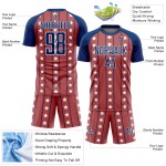 Uniform Royal-White Custom Stars And Red Soccer Sublimation Jersey Stripes Uniform Royal-White Custom Stars And Red Soccer Sublimation Jersey Stripes