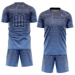 Light Sublimation Jersey Gray Blue Custom Soccer Uniform Lines Light Sublimation Jersey Gray Blue Custom Soccer Uniform Lines