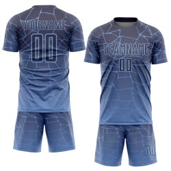 Light Sublimation Jersey Gray Blue Custom Soccer Uniform Lines
