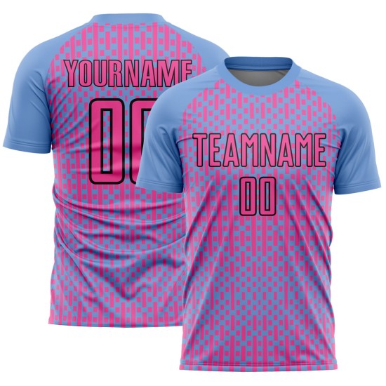Uniform Shapes Blue Custom Pink-Black Geometric Abstract Light Jersey Soccer Sublimation Uniform Shapes Blue Custom Pink-Black Geometric Abstract Light Jersey Soccer Sublimation